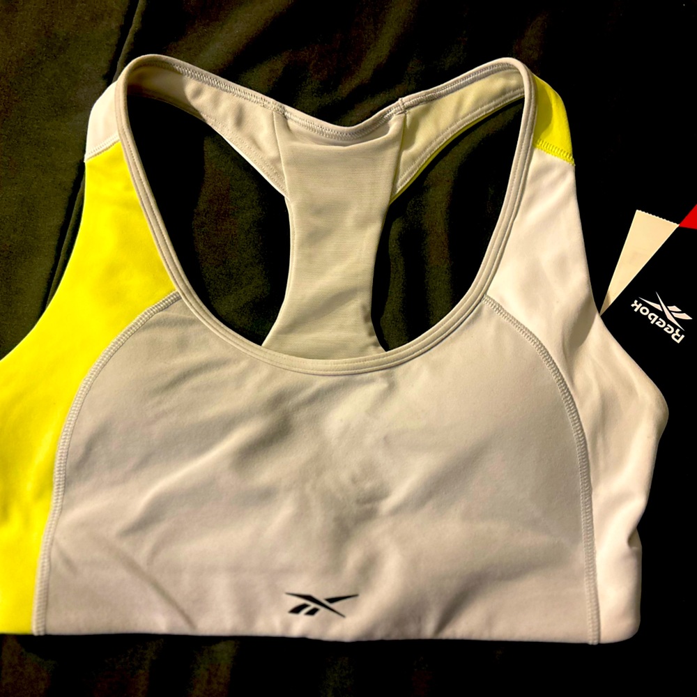 NWT Reebok Lux Racer Sports Bra in Pure Grey size Small
